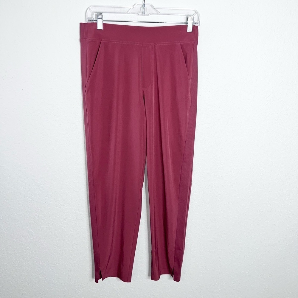 Athleta Brooklyn Ankle Pant Size 4 Berry Rose Pink Knit Panels Slim Leg Jogger N